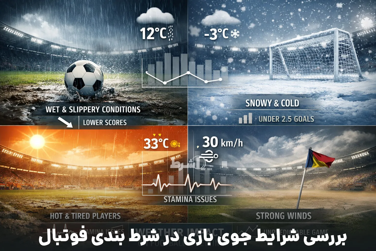 بررسی شرایط جوی بازی در شرط بندی فوتبال