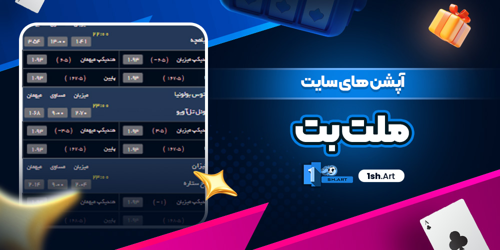 آپشن های سایت ملت بت